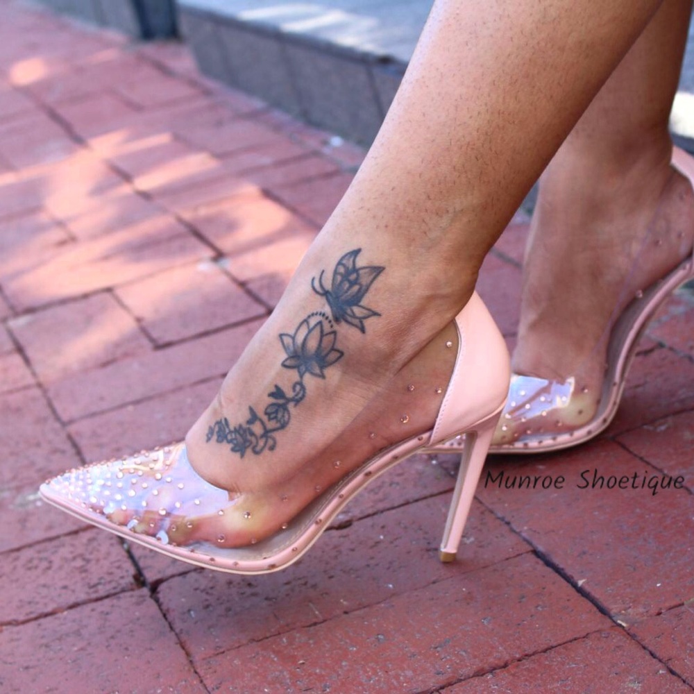 Nude Diamante Perspex Heels